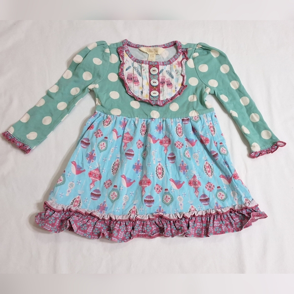 Matilda Jane Baby Girl Stained Glass Christmas Dress & Cavalier Leggings, 3-6 M - Picture 2 of 7